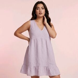 🌸 NWT Cynthia Rowley 100% Linen Tiered Dress – Soft Lilac | Spring/Summer